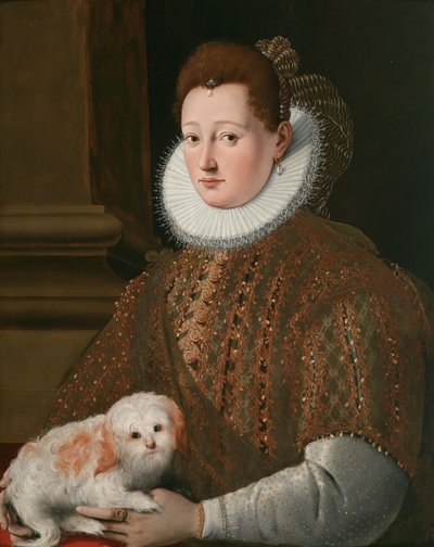 Portrait of a Lady with a Lapdog by Girolamo Macchietti